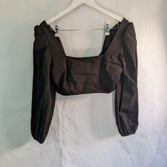 Racil Moire Balloon Sleeve crop top size 10 BNWT - Picture 7 of 9